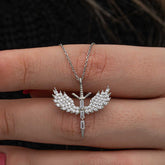 Silver Baguette Stone Michael Sword Women's Necklace