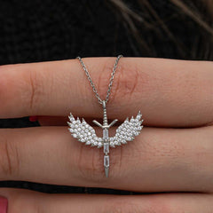 Silver Baguette Stone Michael Sword Women's Necklace