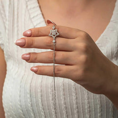 Silver Baguette Stone Star Women's Bracelet