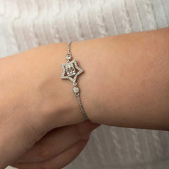 Silver Baguette Stone Star Women's Bracelet