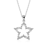 Silver Baguette Stone Star Necklace
