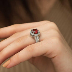 Silver Baguette Round Women's Ring