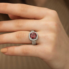 Silver Baguette Round Women's Ring