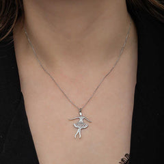 Silver Ballerina Necklace for Women