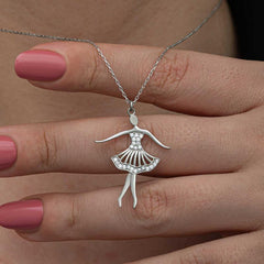 Silver Ballerina Necklace for Women
