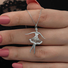 Silver Ballerina Necklace for Women