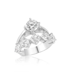 Bague pour femme en argent à 5 rangs avec pierre unique