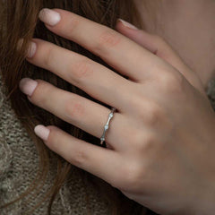 Bague navette en argent à cinq pierres pour femme