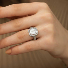 Silver White Baguette Women's Ring