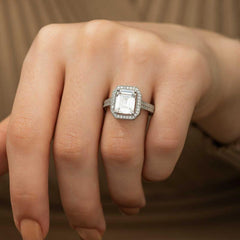 Silver White Baguette Women's Ring