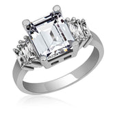 Silver White Baguette Stone Women's Ring