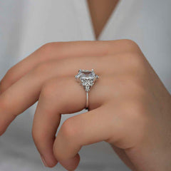 Silver White Baguette Stone Women's Ring