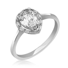 Silver White Drop Stone Women's Ring