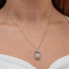 Silver White Spinning Flower Women's Necklace