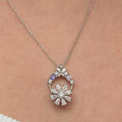 Silver White Spinning Flower Women's Necklace
