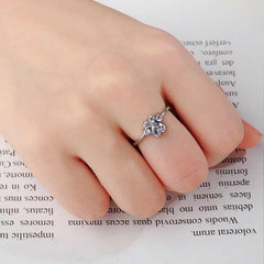 Silver White Cat Paw Ring
