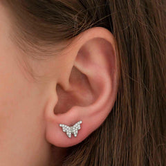 Boucles d'oreilles papillon blanc argenté