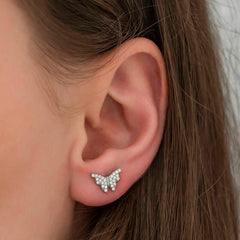 Boucles d'oreilles papillon blanc argenté