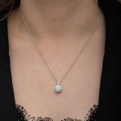 Collier pour femme en argent et cristal blanc