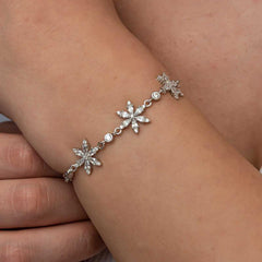 Silver White Lotus Flower Women's Bracelet