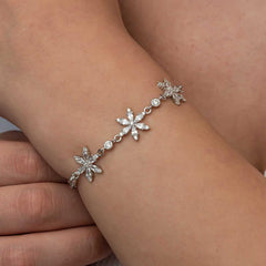 Silver White Lotus Flower Women's Bracelet