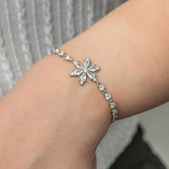 Silver White Lotus Flower Waterway Women's Bracelet