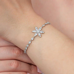 Silver White Lotus Flower Waterway Women's Bracelet
