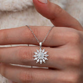 Silver White Magnolia Flower Women's Necklace