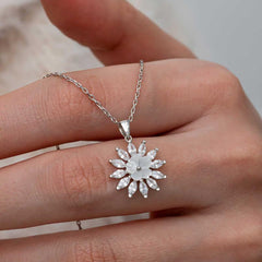 Silver White Magnolia Flower Women's Necklace