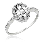 Silver White Oval Stone Women's Ring