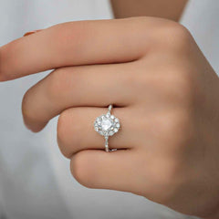 Silver White Oval Stone Women's Ring