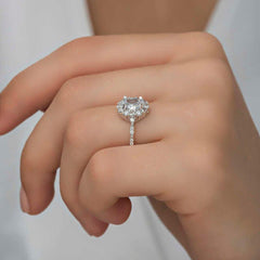 Silver White Oval Stone Women's Ring