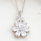 Silver White Love Flower Women's Necklace