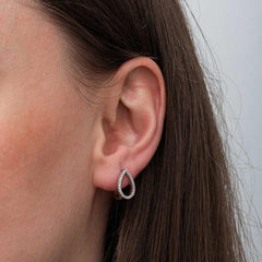 Silver White Stone Drop Women's Earrings