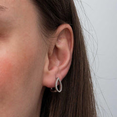 Silver White Stone Drop Women's Earrings