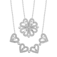 Silver Heart Openable Clover Women's Necklace