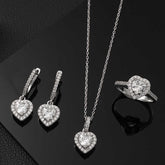 Silver White Stone Heart Women Set