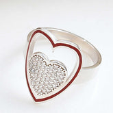 Silver White Stone Heart Women's Ring