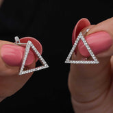 Silver White Stone Triangle Earring