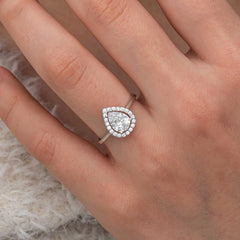 Silver White Zircon Stone Drop Women's Ring