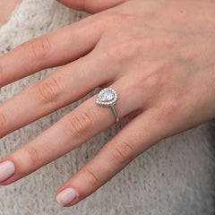Silver White Zircon Stone Drop Women's Ring