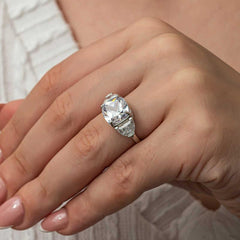 Silver White Zircon Stone Women's Ring