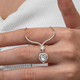 Silver White Zircon Stone Heart Women's Necklace