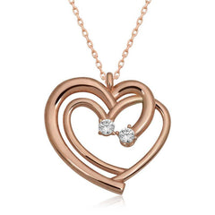 Silver Rose United Hearts Necklace for Women