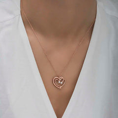 Silver Rose United Hearts Necklace for Women