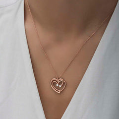 Silver Rose United Hearts Necklace for Women