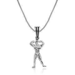 Silver Body Building Men's Necklace