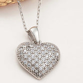 Silver Domed Heart Women's Necklace