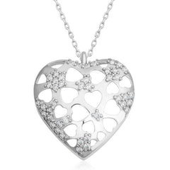 Silver Domed Heart Women's Necklace