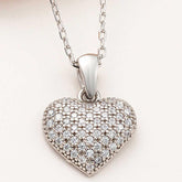 Silver Domed Heart Women's Necklace